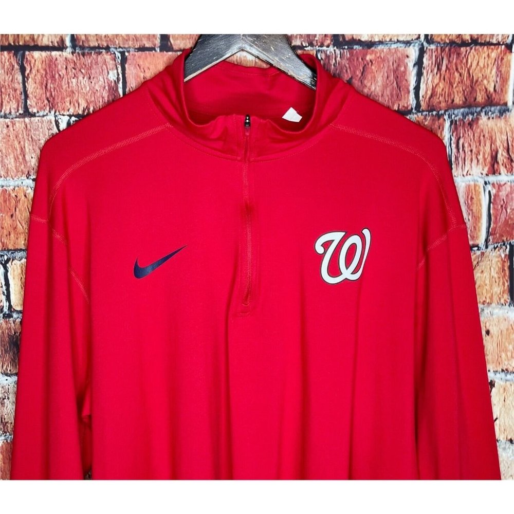 Washington Nationals MLB Nike Dri-Fit 1/4 Zip Pullover Sweatshirt Red Men’s XXL